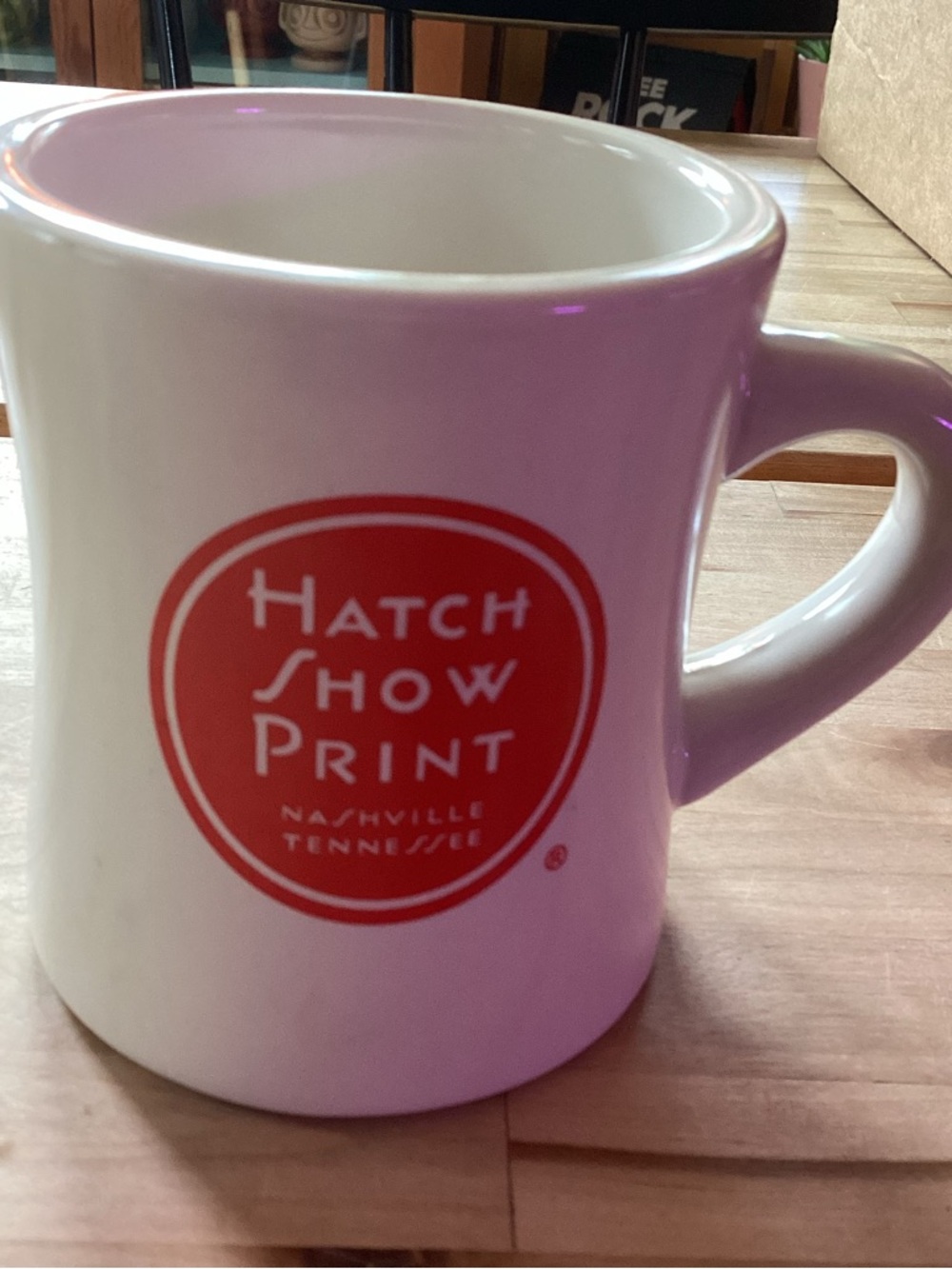 White Ceramic Coffee Mug from Hatch Show Prints in Nashville, TN
